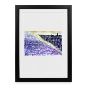 Belvédère du crépuscule de la Ville Pourpre - Affiche encadrée (27 × 37 cm) - noir - Devant
