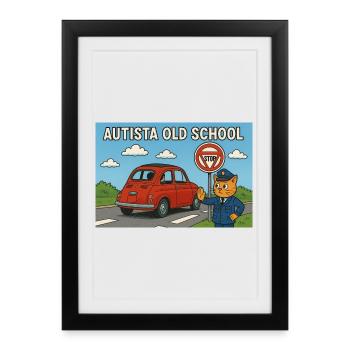 Autista_old_school - Affiche encadrée (27 × 37 cm) - noir - Devant
