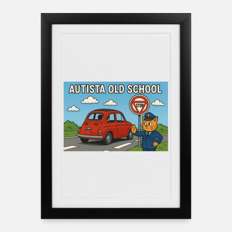 Autista_old_school - Affiche encadrée (27 × 37 cm) - noir