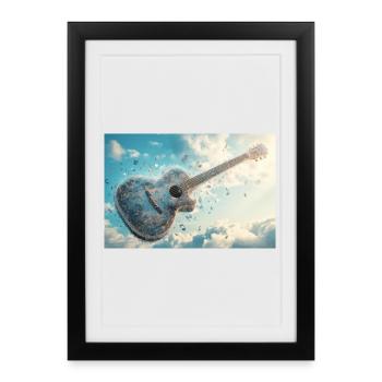 Guitare givrée dans la mer de nuages - Affiche encadrée (27 × 37 cm) - noir - Devant
