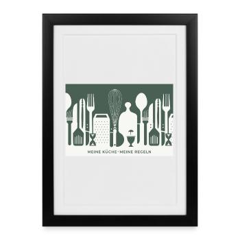 Ma cuisine – Mes règles | Humour de cuisine - Affiche encadrée (27 × 37 cm) - noir - Devant