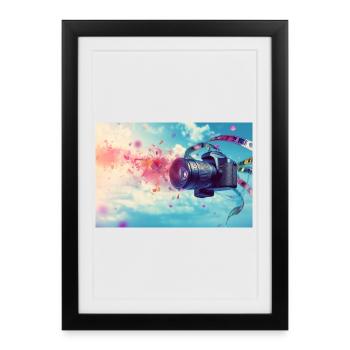 Caméra en pleine frénésie de couleurs - Affiche encadrée (27 × 37 cm) - noir - Devant