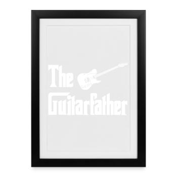 The Guitarist – Typografie mit Gitarre - Gerahmtes Poster (27 × 37 cm) - Schwarz - Vorne