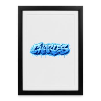 Graffiti  Charles Prénom cadeau idéal imprimable  - Affiche encadrée (27 × 37 cm) - noir - Devant