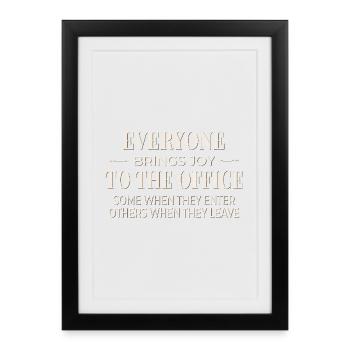 Humour de bureau – Joie à l’intérieur et à l’extérieur - Affiche encadrée (27 × 37 cm) - noir - Devant