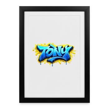 GRAFFITI NAME TONY  FOR  PERFECT GIFT PRINTABLE  - Affiche encadrée (27 × 37 cm) - noir - Devant