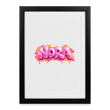 NORA GRAFFITI NAME FOR PERFECT GIFT PRINTABLE on c - Affiche encadrée (27 × 37 cm) - noir - Devant