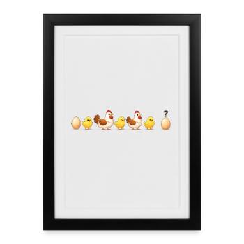 Evolution egg chick hen darwin - Framed poster (27 × 37 cm) - black - Front