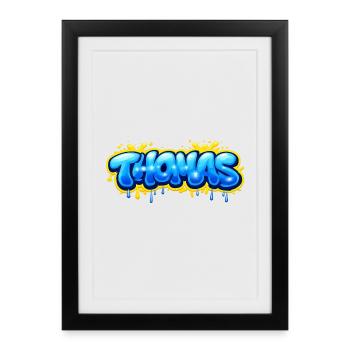 THOMAS GRAFFITI NAME FOR PERFECT GIFT PRINTABLE on - Framed poster (27 × 37 cm) - black - Front