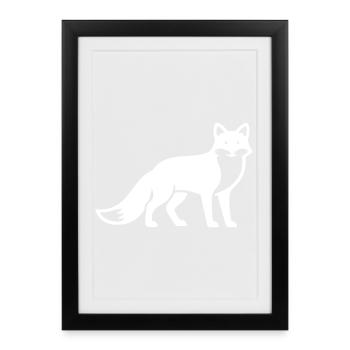 Fuchs Tier Silhouette - Gerahmtes Poster (27 × 37 cm) - Schwarz - Vorne