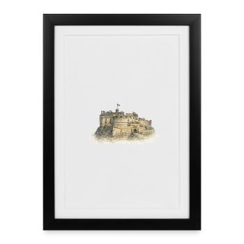Rock fort in the fog - Framed poster (27 × 37 cm) - black - Front