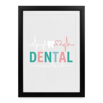 Assistant dentaire Heartbeat - Affiche encadrée (27 × 37 cm) - noir - Devant
