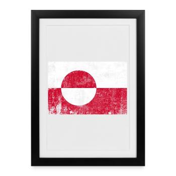 Greenland / Greenland Flag Grunge Retro Vintage - Framed poster (27 × 37 cm) - black - Front
