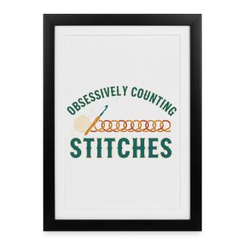 Compter les mailles de façon obsessionnelle Amant du crochet drôle - Affiche encadrée (27 × 37 cm) - noir - Devant