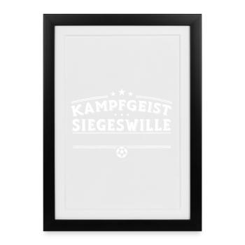 Kampfgeist - Siegeswille - YOUR TEXT  - Affiche encadrée (27 × 37 cm) - noir - Devant