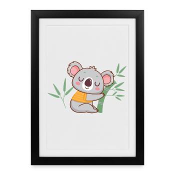 Koala zen sur bambou - Affiche encadrée (27 × 37 cm) - noir - Devant