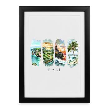 Design de Bali – Motif de vacances sur une île tropicale - Affiche encadrée (27 × 37 cm) - noir - Devant