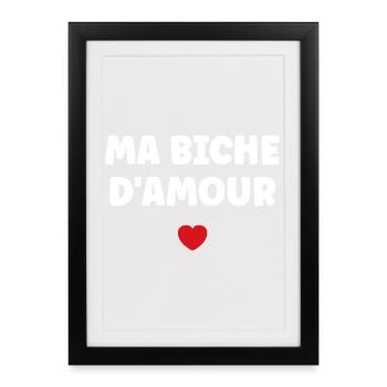 Ma Biche d'Amour Coeur Rouge - Affiche encadrée (27 × 37 cm) - noir - Devant