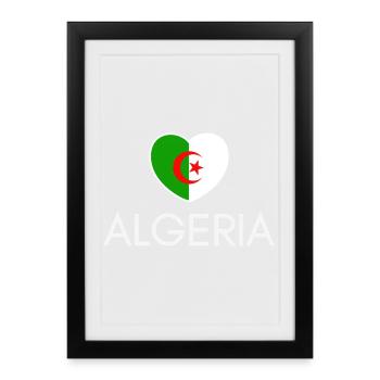 Cœur avec drapeau algérien, j’aime l’Algérie - Affiche encadrée (27 × 37 cm) - noir - Devant