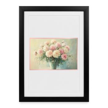 Bouquet floral pastel délicat - Affiche encadrée (27 × 37 cm) - noir - Devant