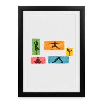 Colorful Yoga Silhouettes - Framed poster (27 × 37 cm) - black - Front