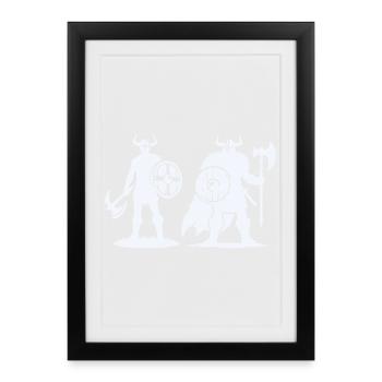 Duo viking : Bouclier et Hachette dans l’ombre - Affiche encadrée (27 × 37 cm) - noir - Devant