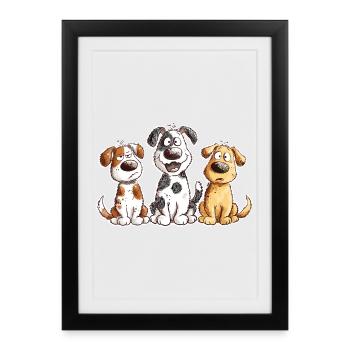 Droll Dog Team Cartoon Dog Fan Gift - Framed poster (27 × 37 cm) - black - Front