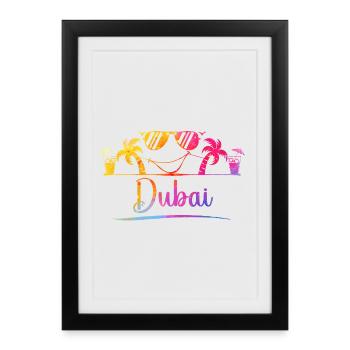 Design de lunettes de soleil d’été pour les palmiers de Dubaï - Affiche encadrée (27 × 37 cm) - noir - Devant