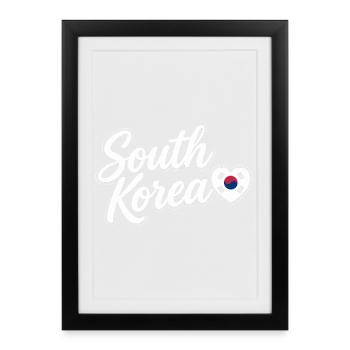 Scénario sud-coréen avec amour de cœur de drapeau - Affiche encadrée (27 × 37 cm) - noir - Devant