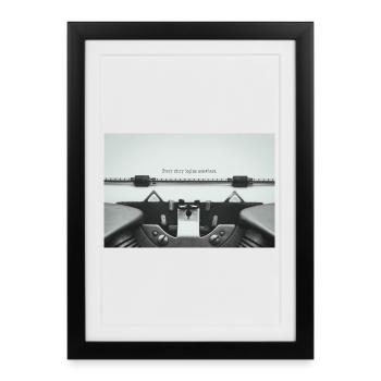 Chaque histoire commence quelque part Conception de machine à écrire - Affiche encadrée (27 × 37 cm) - noir - Devant