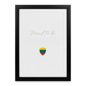 Proud Lithuanian, fabriqué en Lituanie - Affiche encadrée (27 × 37 cm) - noir - Devant