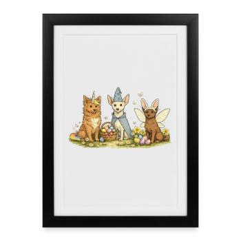 Trio magique des amis de Pâques - Affiche encadrée (27 × 37 cm) - noir - Devant