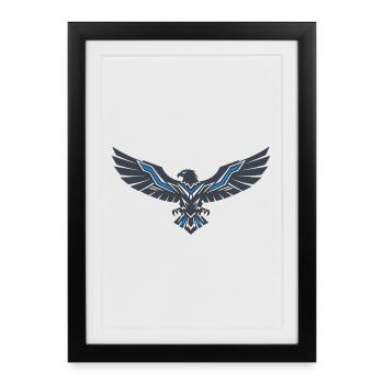 Geometric Eagle Blue - Framed poster (27 × 37 cm) - black - Front