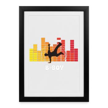 B-Boy Breakdance Streetstyle Hip Hop DJ Dance - Affiche encadrée (27 × 37 cm) - noir - Devant