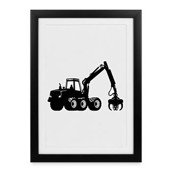 Harvester Silhouette - Framed poster (27 × 37 cm) - black - Front