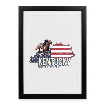 Carte des États-Unis du Kentucky Souvenir des États-Unis - Affiche encadrée (27 × 37 cm) - noir - Devant
