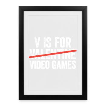 Valentine Gaming Typography - Framed poster (27 × 37 cm) - black - Front