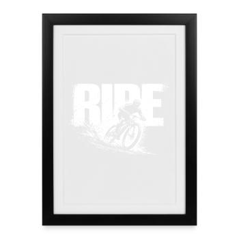 Cadeau de VTT Bike Mountain Shirt Ride Bike - Affiche encadrée (27 × 37 cm) - noir - Devant