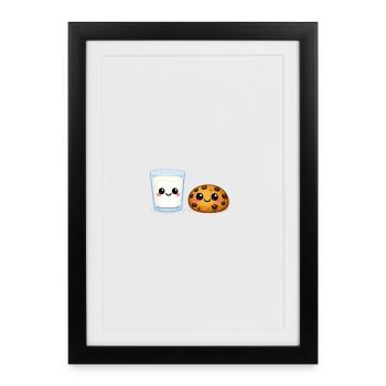 Milk and Cookie Kawaii Duo - Framed poster (27 × 37 cm) - black - Front