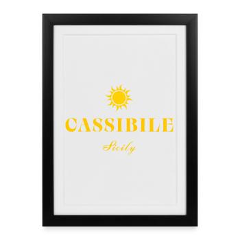 Cassibile Sicily Sun Vintage Logo - Framed poster (27 × 37 cm) - black - Front