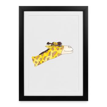 Girafe au vent - Affiche encadrée (27 × 37 cm) - noir - Devant