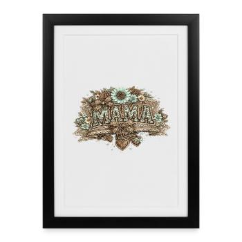 Mama Vintage Turquoise | Cadeau Fête des Mères - Affiche encadrée (27 × 37 cm) - noir - Devant