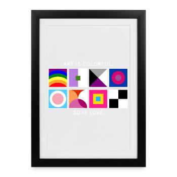 Art is colorful – love too – LGBTQIA+ geometric - Framed poster (27 × 37 cm) - black - Front