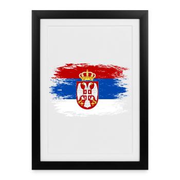 Drapeau serbe utilisé - Affiche encadrée (27 × 37 cm) - noir - Devant