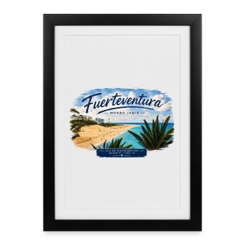 Fuerteventura Morro Jable Strand Design - Gerahmtes Poster (27 × 37 cm) - Schwarz - Vorne