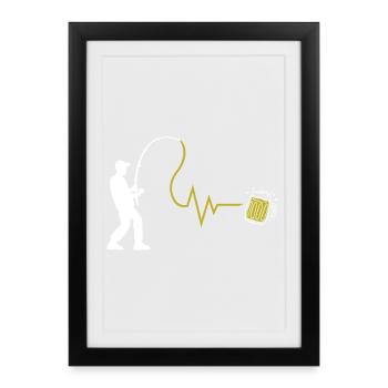 Le cœur du pêcheur et la bière d’après-travail - Affiche encadrée (27 × 37 cm) - noir - Devant