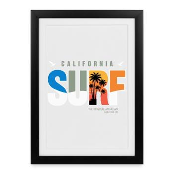 California Surf Retro Logo - Framed poster (27 × 37 cm) - black - Front