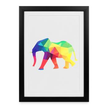 Colourful elephant - Framed poster (27 × 37 cm) - black - Front