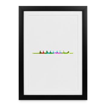 Colorful eighth rowing boat - Framed poster (27 × 37 cm) - black - Front
