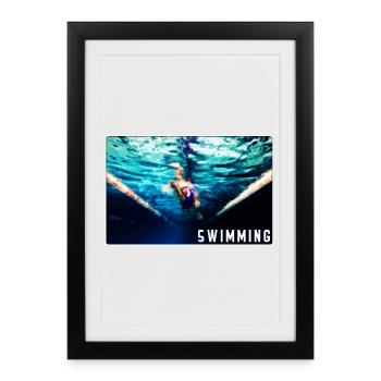 Swimming - design - Framed poster (27 × 37 cm) - black - Front